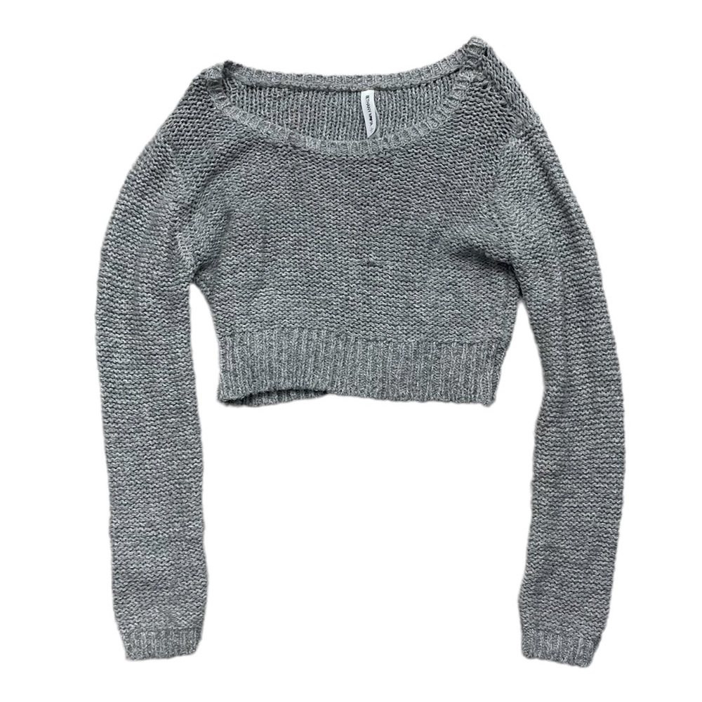Bethany Mota x Aeropostale Gray Cable Knit Cropped Long Sleeve Sweater - Picture 2 of 3
